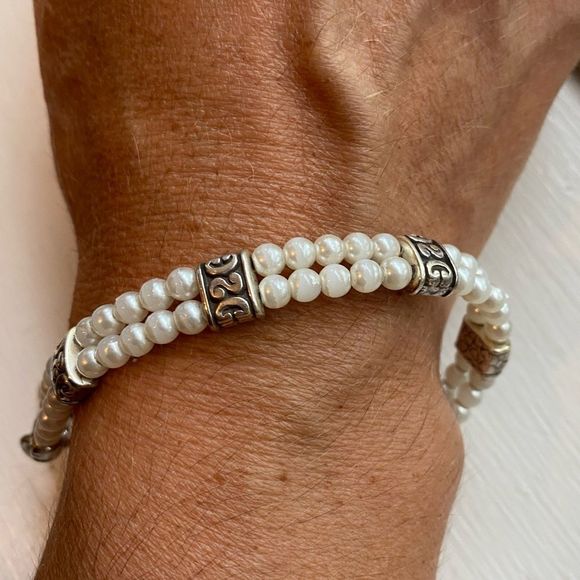 Brighton Jewelry - Brighton retired vintage Lady Jane faux pearl and silver toggle bracelet